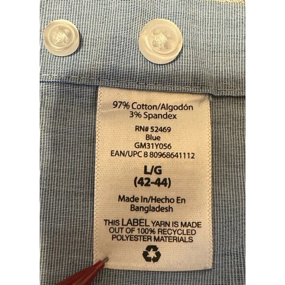 George Mens Dress Shirt Button Down Size L(42-44) Blue Long Sleeve Classic Fit - Picture 6 of 11